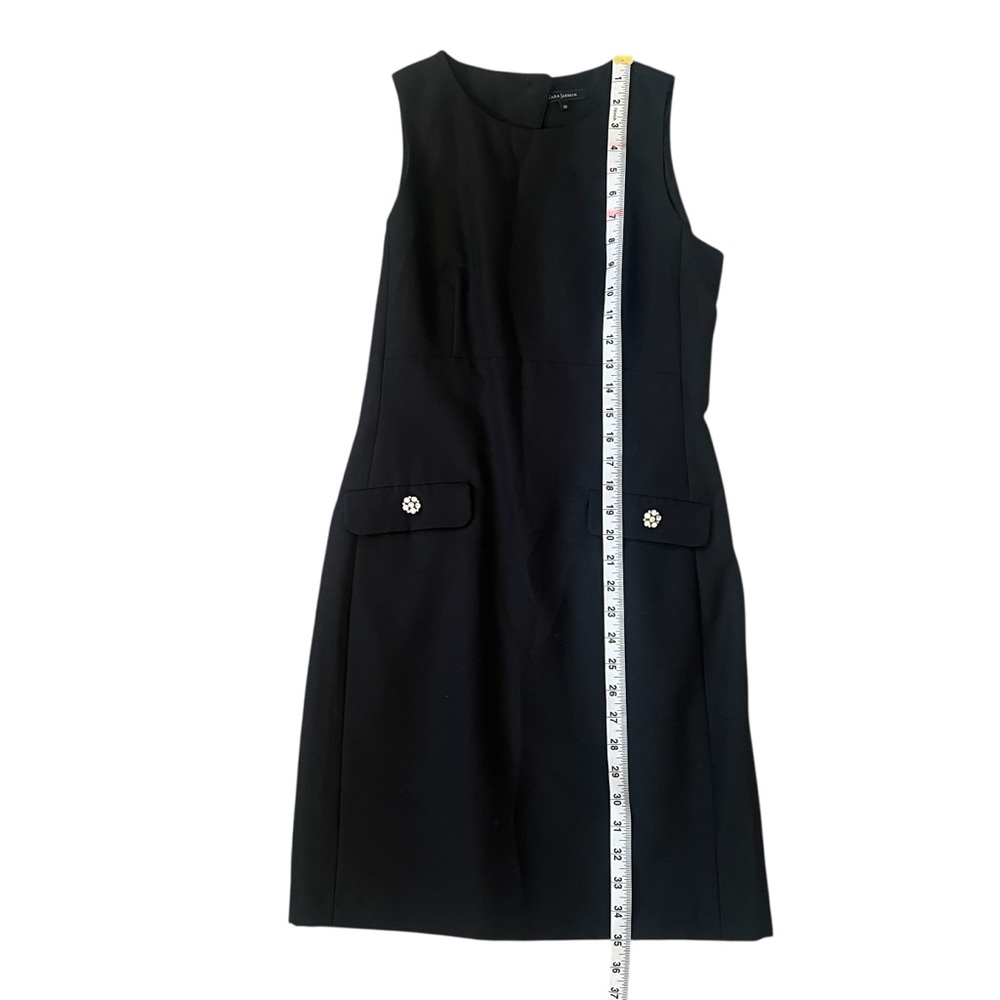 Vintage Tara Jarmon Cut Out Black Dress with Pockets and Rhinestone Buttons Sz 0 - Picture 8 of 10